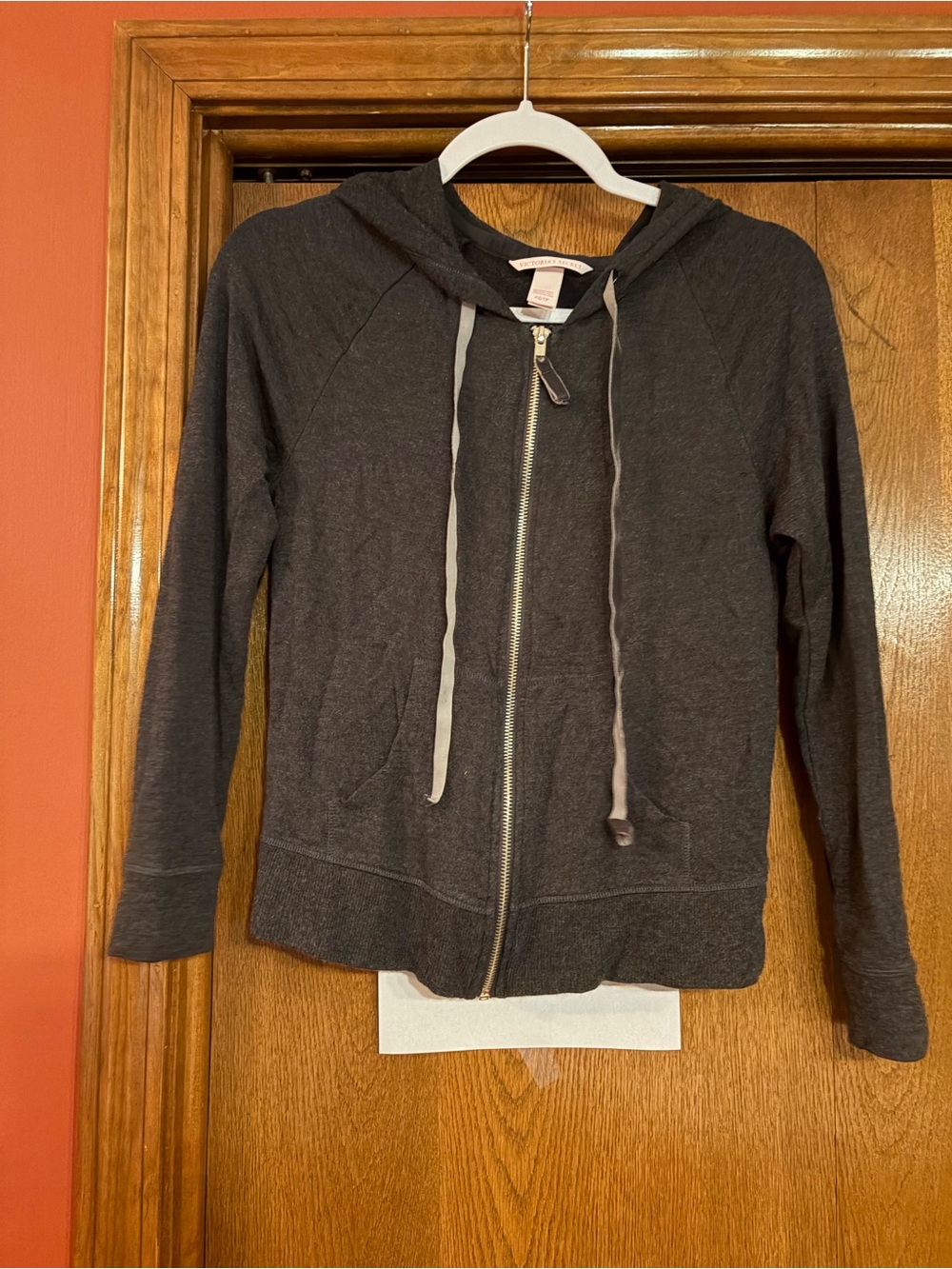 Victoria's Secret Black Zip-Front Hoodie with Silver Hardware
